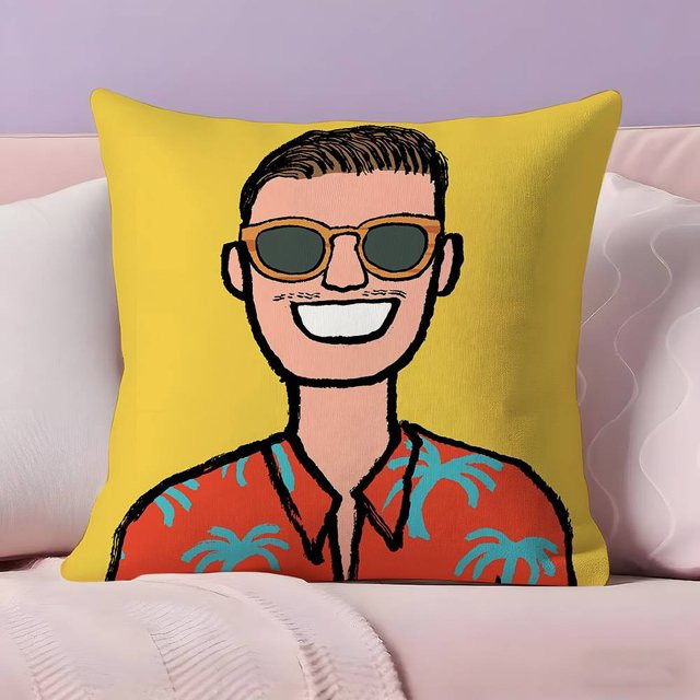 J-Jean J-Jullien Kunst Kissenbezug aus ultraweichem Peach Skin Stoff mit verdecktem Reißverschluss, Multicolor, B/H: 18 x 18 cm - Bild 1