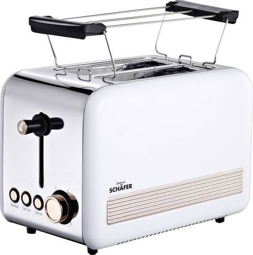 Schäfer Elektronik Retro Toaster mit 2 Scheiben, 850 Watt, Weiß und Roségold - Bild 1