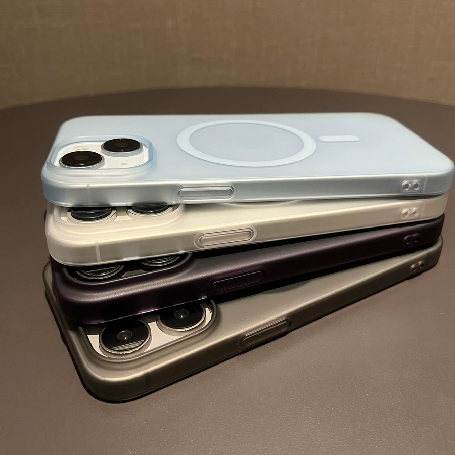 EIENACOCO Ultradünne Matte Transluzente Harte PC-Hülle für iPhone 12 bis 17 Pro Max mit MagSafe Magnetischem Kabellosem Ladegerät Cover in Blau - Bild 2