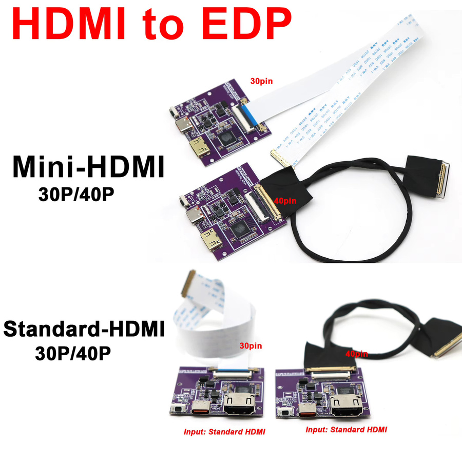DYKBmetered HDMI zu eDP Treiberplatine für 10-16 Zoll LCD-Bildschirme, 2K 4K Signal, 30-Pin oder 40-Pin, Violett - Bild 1