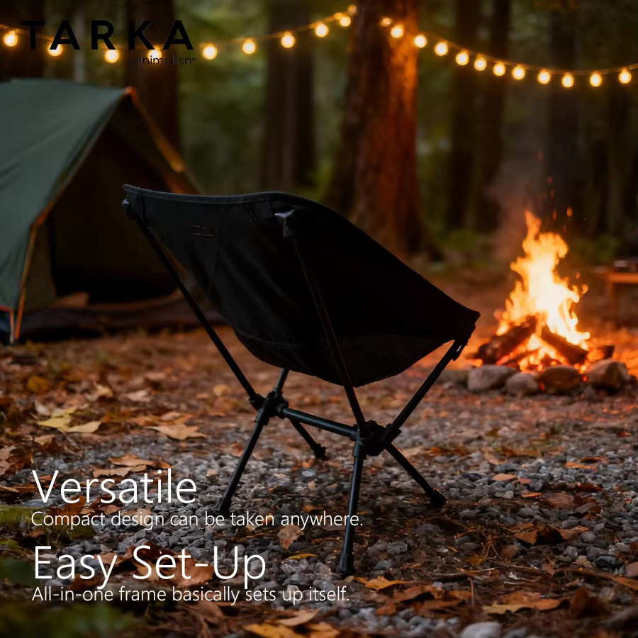 TARKA Camping-Klappstuhl Mondstuhl in Schwarz für Outdoor, Garten und Picknick - Bild 5