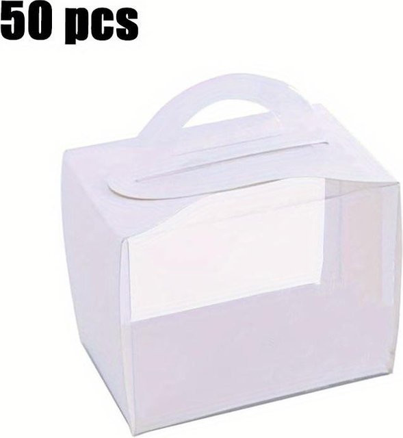 SZ-Damai Einweg Cupcake-Boxen aus Kunststoff und Papier mit Sichtfenster, 50 Stück, Weiß und Transparent - Bild 1
