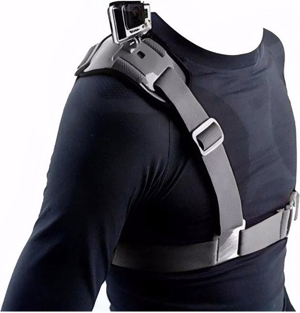 Action Kamera Schultergurt und Brustgurt Harness Set für GoPro Hero 13 10 9 7 5 sowie SJ4000 und Eken H9 mit Adapter - Bild 1