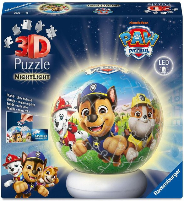 Ravensburger Paw Patrol 3D Puzzle-Ball Nachtlicht, ab 6 Jahren - Bild 1