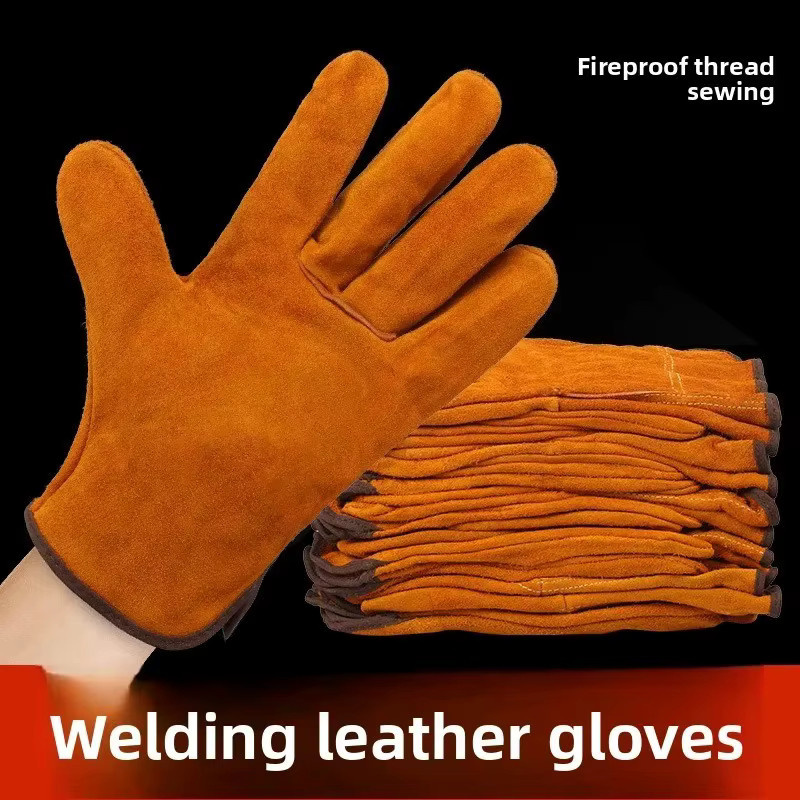 Hitzebeständige und flammhemmende Schweißhandschuhe aus Rindsleder in Orange - Bild 2