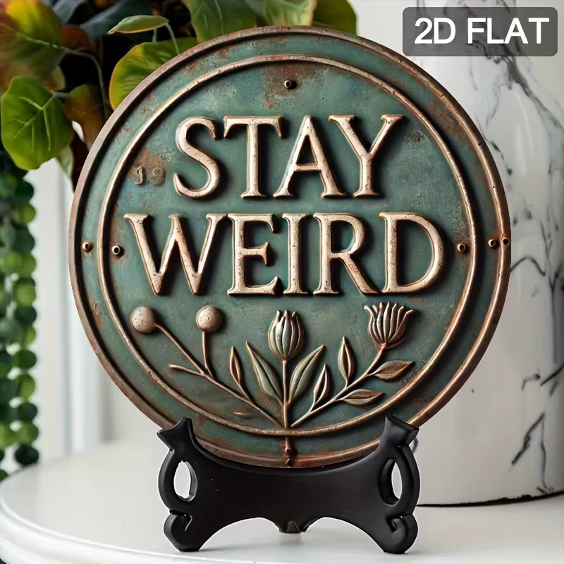 Rundes Metallschild STAY Weird von Potdemiel im Vintage-Design aus Aluminium für deine Wanddeko Durchmesser: 20 cm - Bild 5