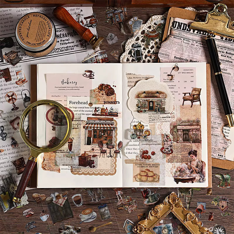 6 Blatt Vintage-Aufkleber im Antik-Look mit alten Etiketten- und Ticketmustern für deine Retro-Journal-Markierungen und Collagen in Multicolour - Bild 4