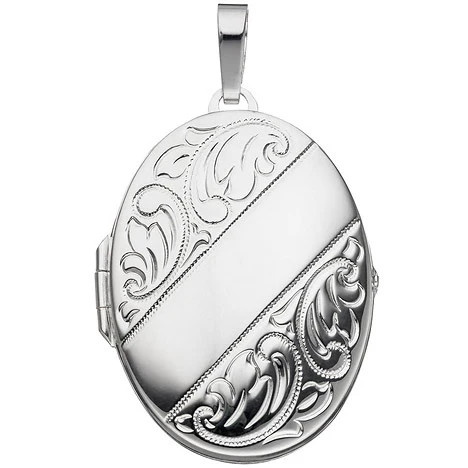 Colfem Anhänger Medaillon oval, 925 Sterling Silber, für 2 Fotos - Bild 1