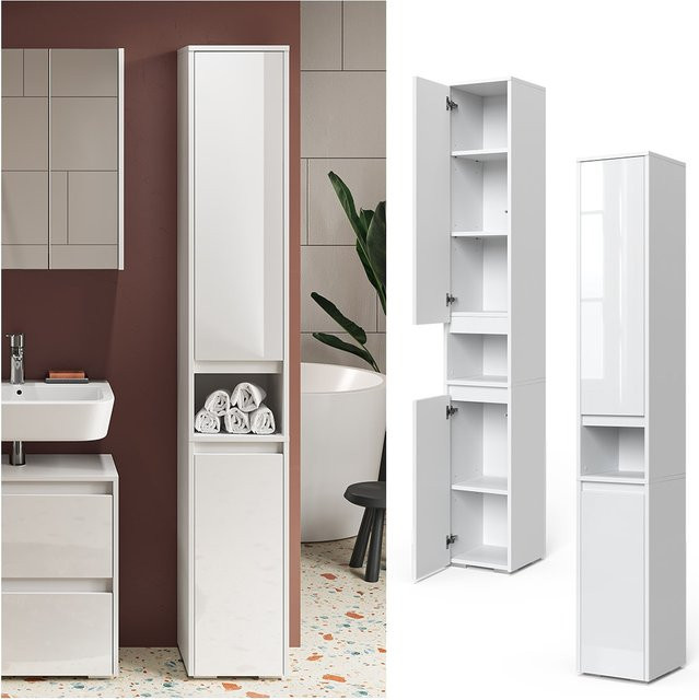 Vicco Badschrank Majest Hochschrank in Weiß Hochglanz mit 2 Türen und offenem Fach, B/T/H: 30 x 24,51 x 192 cm - Bild 1