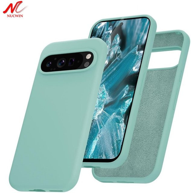 Weiche Silikon Schutzhülle aus flüssigem Silikon für Google Pixel 9 Pro XL 8a 7a 6a 5a 7 Pro 8 Pro in Weiß und Grün - Bild 1