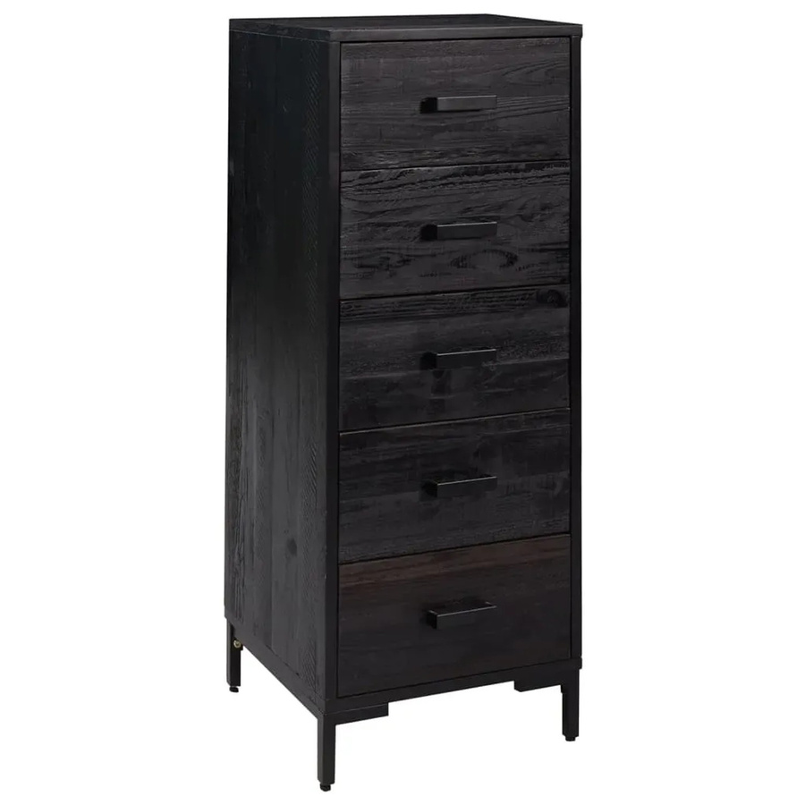 vidaXL Kommode aus Kiefernholz und Metall in Schwarz im Industrial Design, B/T/H: 42 x 35 x 110 cm - Bild 2