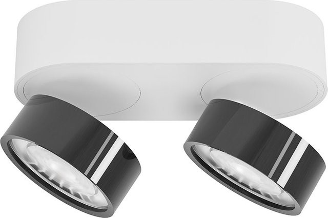 LUX-IT Swing 95 Round LED-Deckenstrahler 2-flammig, Weiß und Schwarzchrom, dimmbar, Warmweiß 3000K - Bild 1