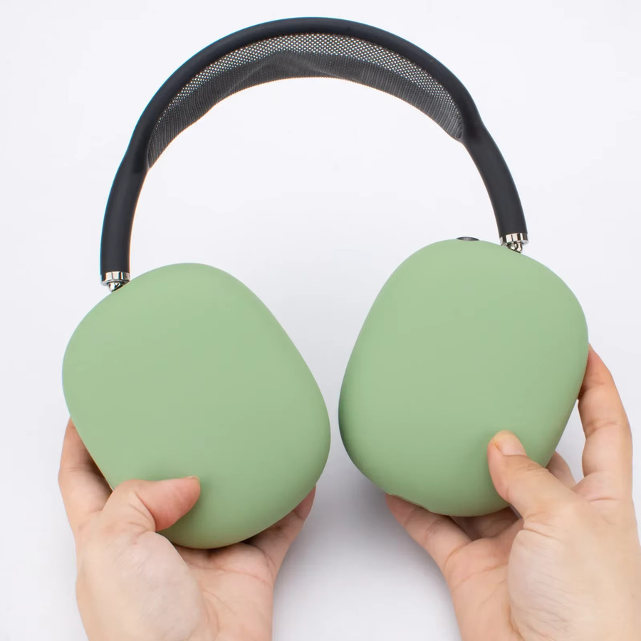 Silikon Schutzhülle für Apple AirPods Max mit Stirnband und Ohrkappen in Rot und Grün - Bild 1