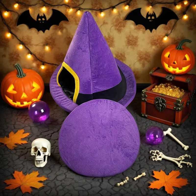 Booteely Halloween Haustierbett für Katzen und kleine Hunde, weiches Schlafnest in Lila, Indoor und Outdoor geeignet - Bild 2