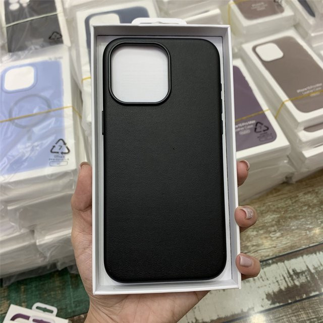 Apple Magnetisches Business-Lederetui für iPhone 17 Pro Max, 15, 14, 13 Pro Max mit MagSafe Unterstützung in Schwarz und Lavendel - Bild 1