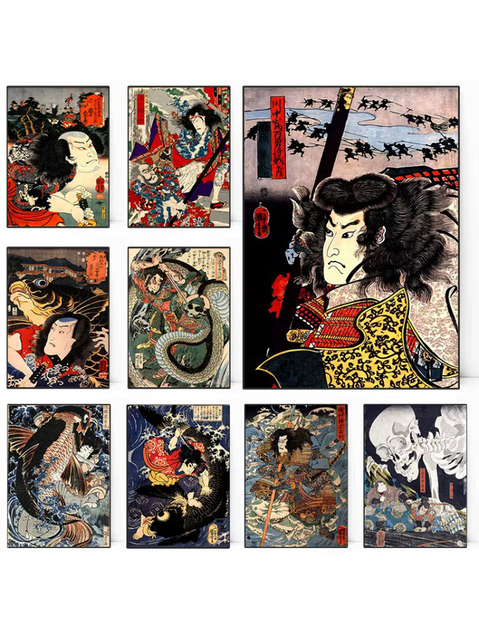 YUTTEE 5D DIY Diamantmalerei Vintage Ukiyo-e Japanische Samurai Monster Kreuzstich Wanddeko - Bild 2