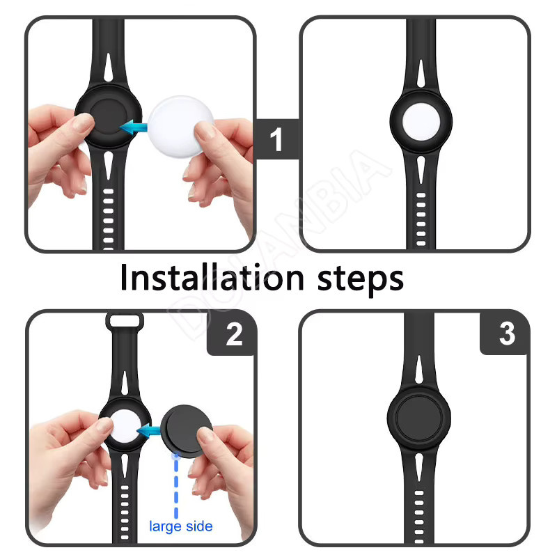 DOLANBIA Wasserdichte Silikon-Armbandhülle für Apple AirTag mit Handschlaufe in Schwarz für Kinder - Bild 2