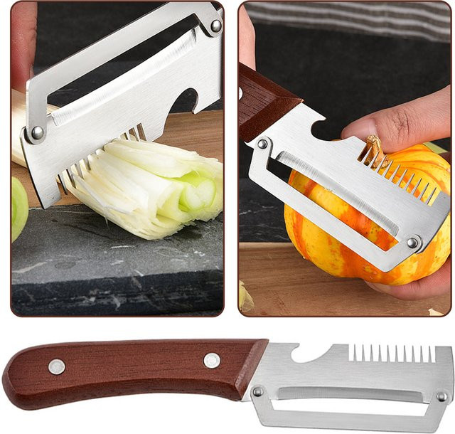 Aihogard Multifunktionales Küchenmesser mit Holzgriff als Schalottenmesser und Flaschenöffner - Bild 1