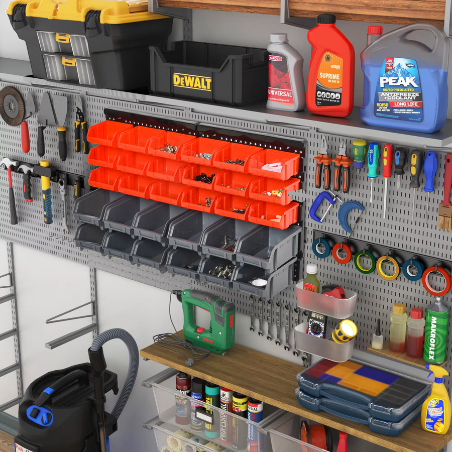 Mehrzweck-Teileorganizer mit 30 Schubladen für Schrauben und Kleinteile, Wandmontage, Farbe: Grün, B/T/H: 37,5 x 63,0 x 18,0 cm - Bild 1