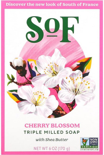 SoF French Milled Bar Soap, Cherry Blossom, 170g, Pink - Bild 1