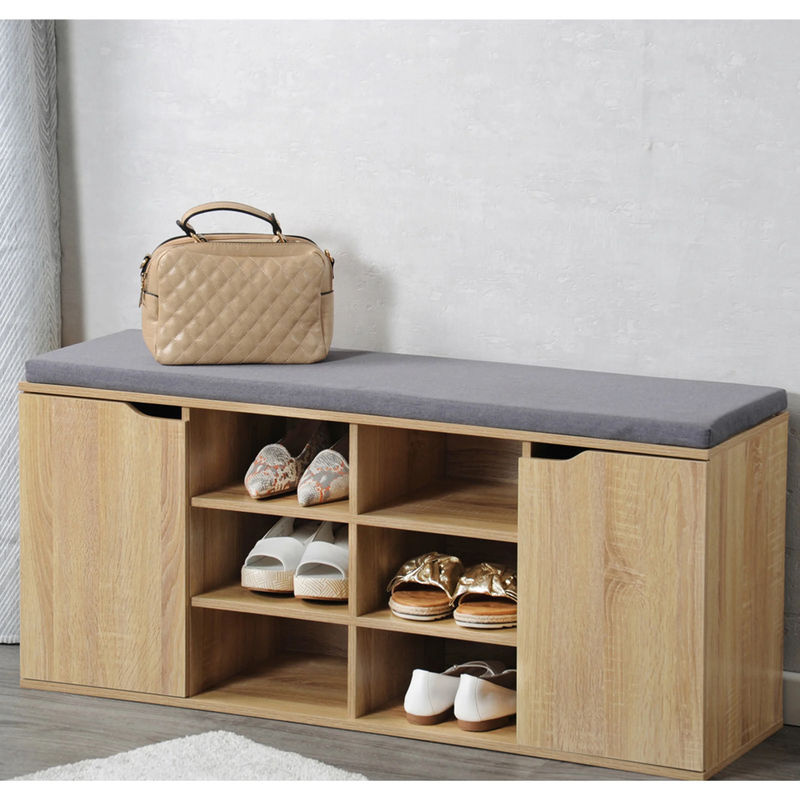 Kesper Schuhschrank mit Sitzkissen aus Spanplatte in Eiche, B/H/T: 103 x 48 x 30,5 cm - Bild 4