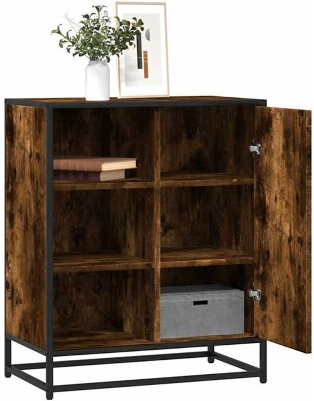 Vidaxl Sideboard in Räuchereiche und Braun im Industrial Design aus Holzwerkstoff und Metall, B/T/H: 62 x 35 x 76 cm - Bild 1
