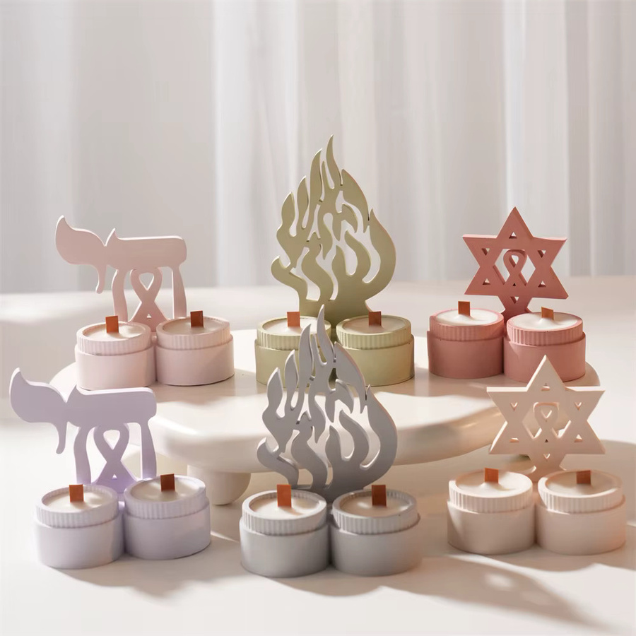 Silikonform für Ha-Esh-Sheli Beton-Chai-Sabbat-Kerzenhalter in Pink von SANZON für Chanukka-Judaica-Dekorationen und Bastelarbeiten mit Zement oder Gips - Bild 1