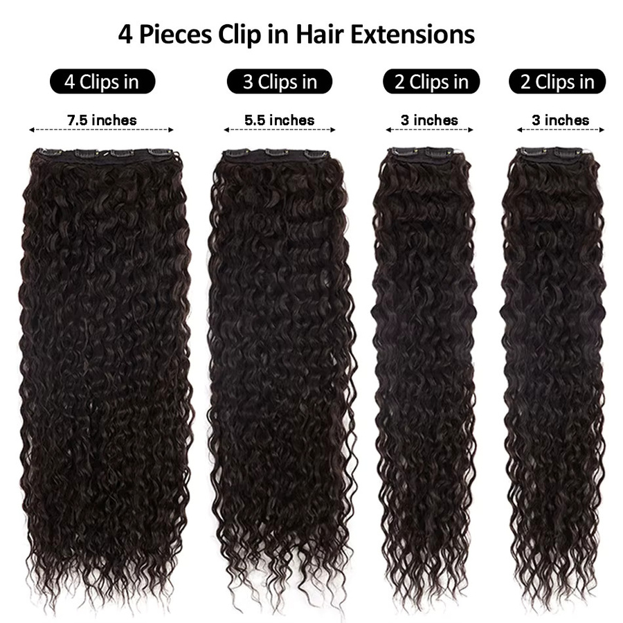 BIO beauty Clip-In-Haarverlängerungen, synthetisch, lockig, Ombre, Braun-Blond, 4 Stück, Damen - Bild 2
