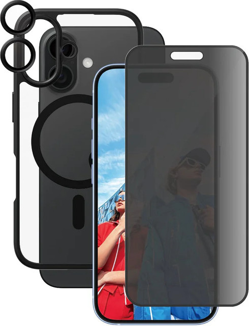 PanzerGlass CARE Flagship 3-in-1 Privacy Set für iPhone 16 in Schwarz und Transparent - Bild 1