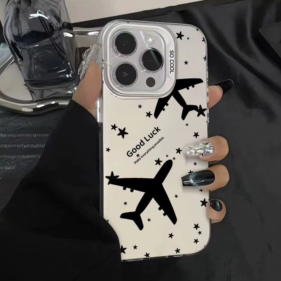 AKABEILA Luxus Flugzeug Handyhülle für iPhone 15 Pro Max 16 Pro Max 14 Pro Max 13 12 11 Stoßfest Weiche IMD Mate Schutzhülle - Bild 2