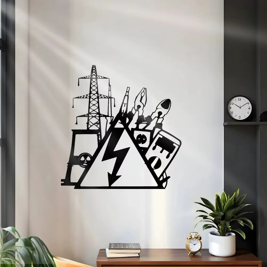 CIFBUY Wandkunst aus Metall in Schwarz, Industrielle abstrakte Laserschnitt-Dekoration für Zuhause und Büro, Durchmesser: 60,96 cm - Bild 4