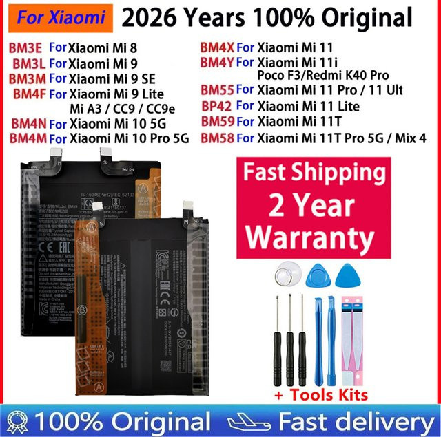 Original Ersatzakku für Xiaomi Mi 8 9 10 11 11i 11T Ultra SE 5G Modelle BM4F BM4N BM4X BM4Y BM3L BM3M BP42 BM55 BM58 BM59 in Schwarz - Bild 1