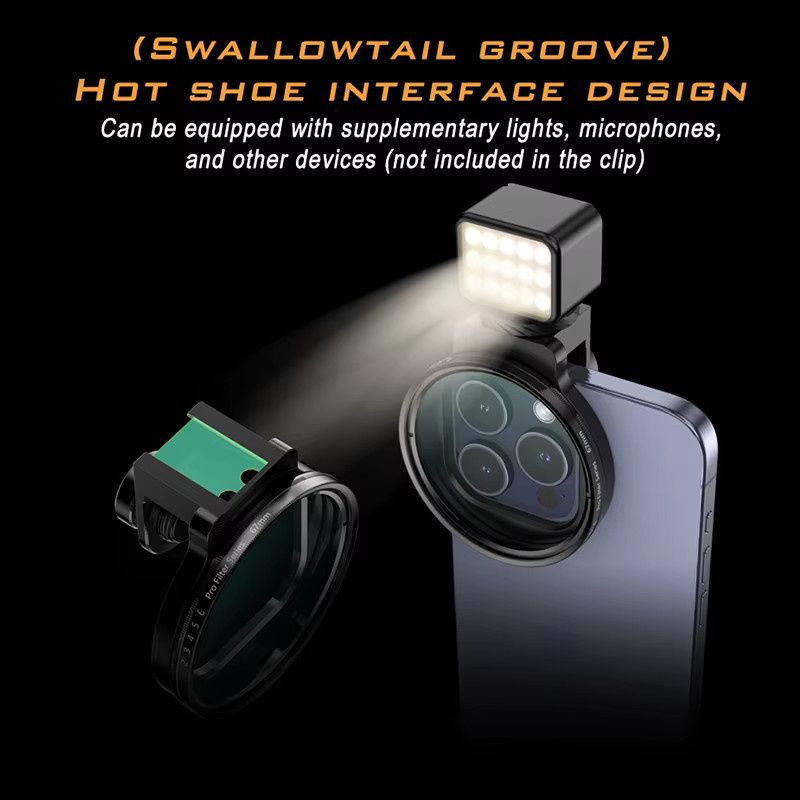 OBKEY Universeller Metallclip Filteradapter für Handykameraobjektive 58mm und 67mm in Schwarz für iPhone, Huawei, Xiaomi und OnePlus - Bild 2