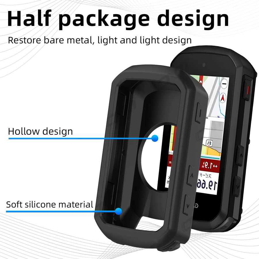 ONM Schutzset für Garmin Edge 550 850 mit Silikonhülle und gehärteter Displayschutzfolie in Schwarz und Weiß - Bild 5