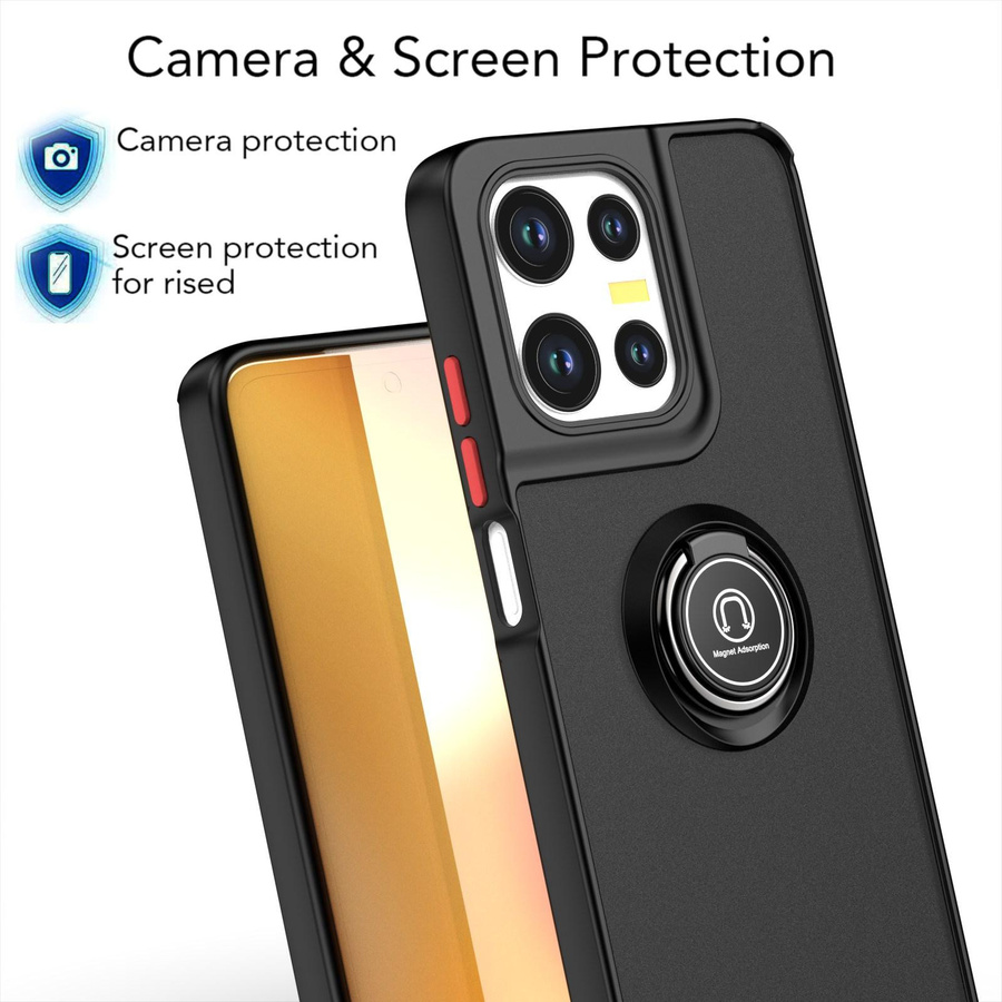 Stoßfeste Armor Handyhülle für Motorola Moto G75 5G mit magnetischem Ringhalter und Ständer, Schwarz - Bild 3