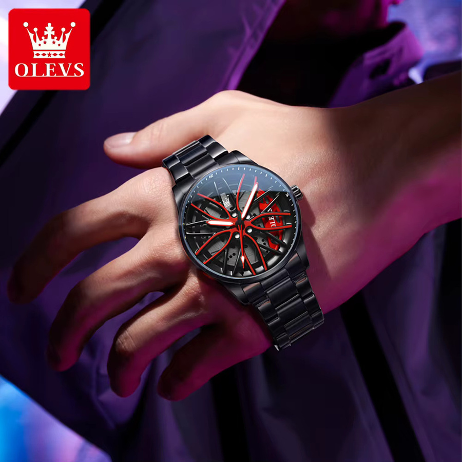 OLEVS Armbanduhr, Quarz, Edelstahl, Schwarz, Herren - Bild 4