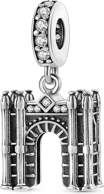 Charm Anhänger Eiffelturm, 925 Sterling Silber, Perlen, Damen - Bild 1