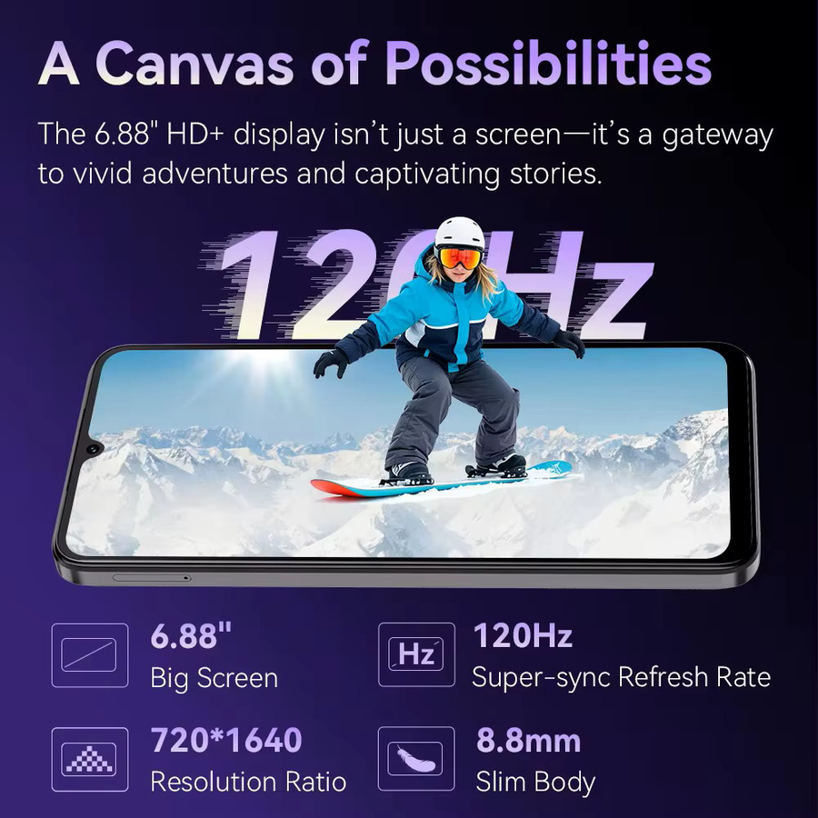 Cubot A40 Smartphone Schwarz mit 256 GB Speicher, 12 GB RAM, 6,88 Zoll 120 Hz Display, Android 15, 5100 mAh Akku, 4G LTE, NFC und GPS - Bild 3