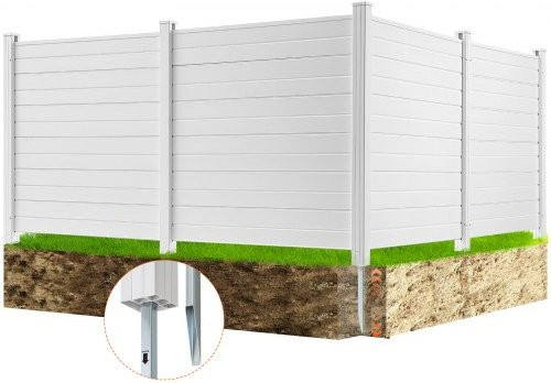 VEVOR Sichtschutzzaun Set aus 4 Paneelen in Weiß, PVC-beschichteter Lamellenzaun aus verzinktem Stahl für Garten, Pool oder Klimaanlagen, B/H: 122 x 122 cm - Bild 1