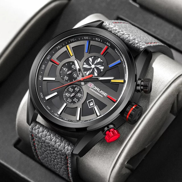 BORUSE Armbanduhr Set, Quarz, Silikon, Schwarz, Herren - Bild 1