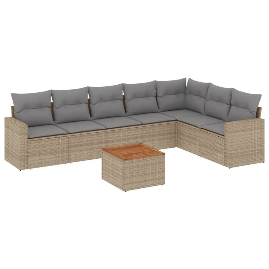 vidaXL 8-teilige Garten-Sofagarnitur aus Poly-Rattan mit Kissen in Beige - Bild 2