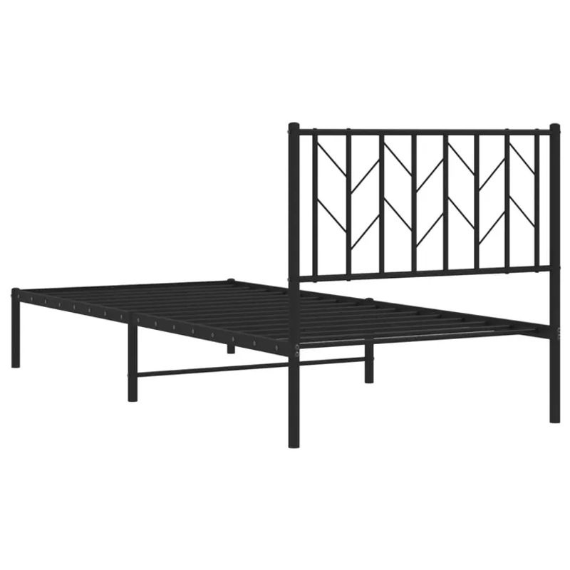 Vidaxl Metall-Bettgestell mit Kopfteil in Schwarz, klassisches Design aus Stahl, B/T/H: 90 x 200 cm - Bild 3
