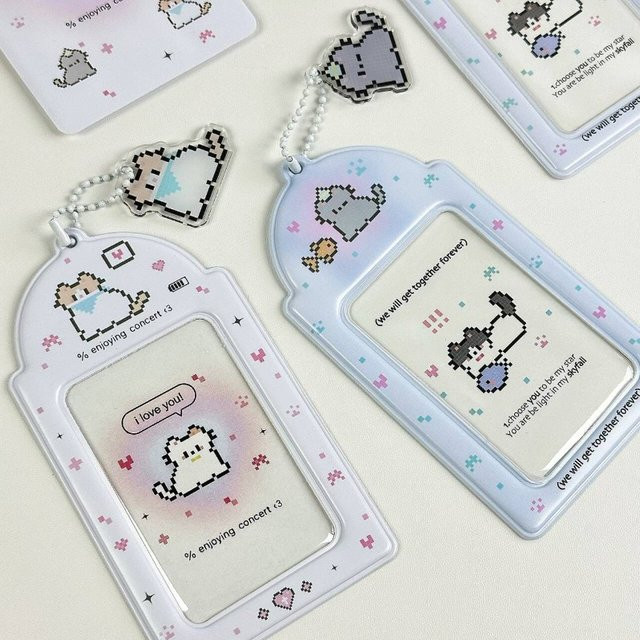 Dekorativer Cartoon Fotokartenhalter in Multicolour, Kawaii Idol Fotoalbum Schutzhülle aus Kunststoff, Breite: 7,6 cm - Bild 1