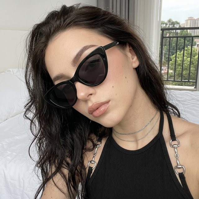 TWOOO Cat-Eye-Sonnenbrille, Vollrand, Kunststoff, Schwarz, Damen - Bild 1