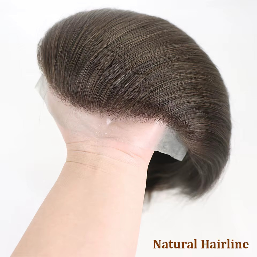 Bfirehair 4-Voll-PU-Toupet für Männer, Echthaar-Ersatzsystem, V-Schleife - Bild 5