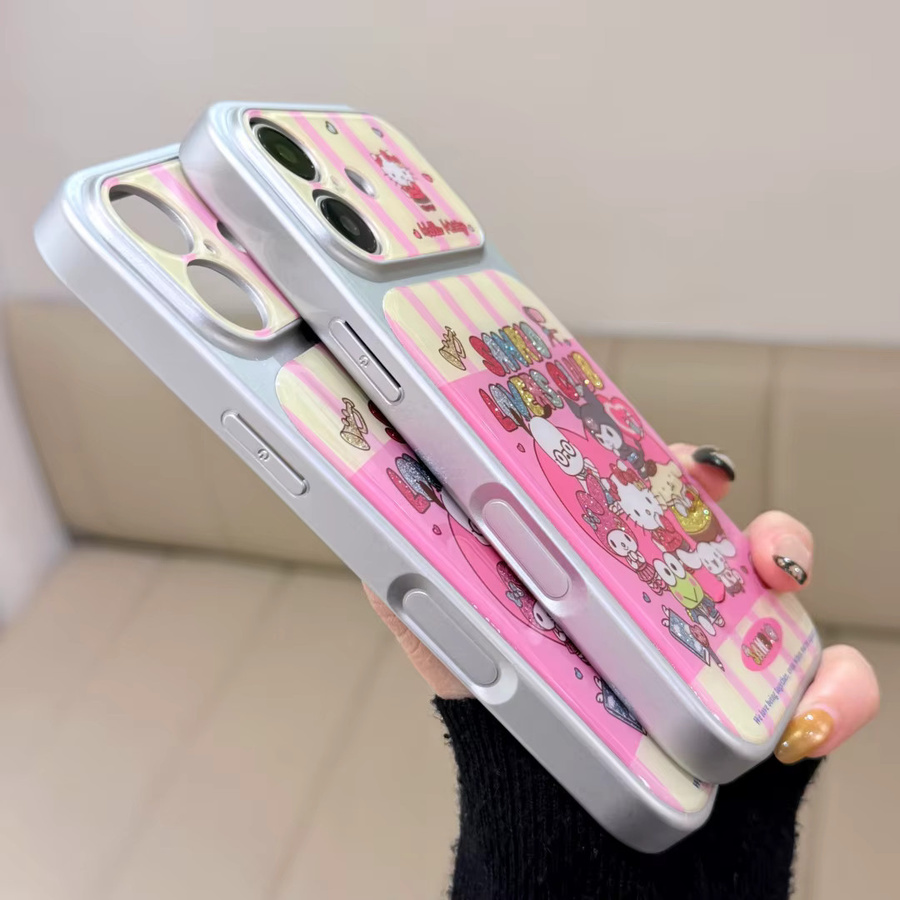 Sanrio Kuromi und Hello Kitty Glitzer-Handyhülle mit Kamera-Touch-Taste und Linsenschutz für Apple iPhone 17 16 15 14 ProMax in Pink - Bild 4