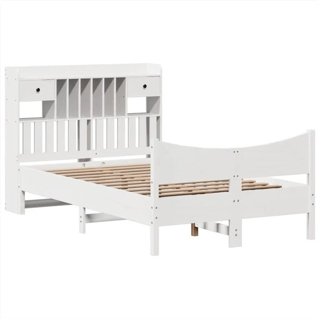 vidaXL Massivholzbett aus Kiefernholz mit Schubladen in Weiß, Rustikaler Stil, B/T/H: 141 x 190 x 110 cm - Bild 1