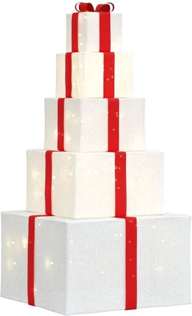 vidaXL Weihnachtsdekoration Geschenkbox mit 250 warmweißen LEDs in Rot und Weiß - Bild 1