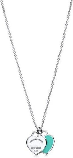 Halskette mit Herz Anhänger, 925 Silber, Emaille, 60 cm, Damen - Bild 1
