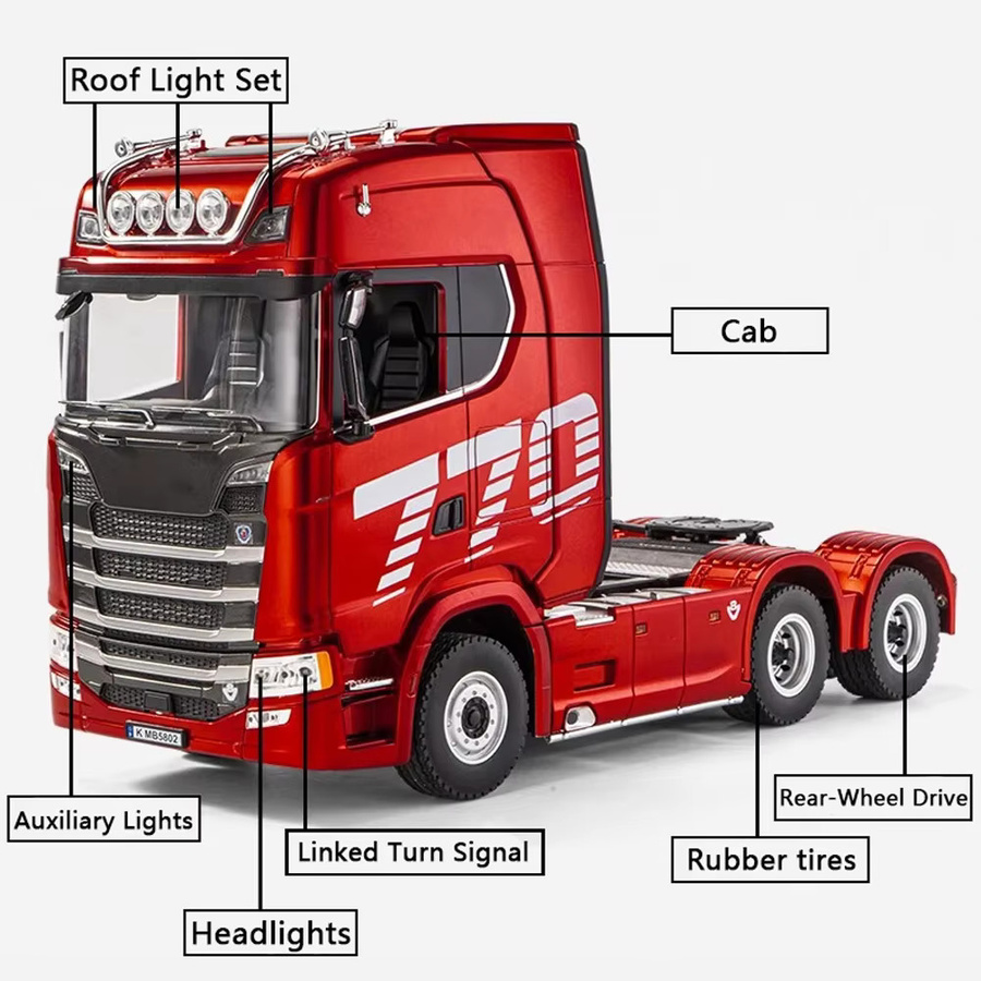 HUINA 1501 RC Truck 770S, Legierung Traktor, 1/18, mit Licht und Sound - Bild 4